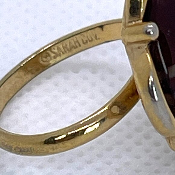Vintage Faux Tiger Eye Ring Sarah Coventry Brown Adjustable Gold-Tone Size 7.25 - Picture 8 of 10